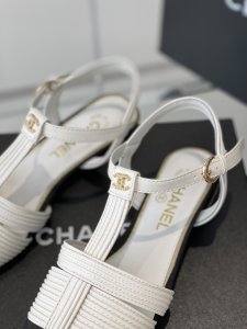 Chanel White Leather Flat Shoes 35To40