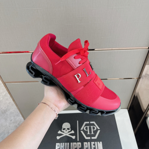 Philipp Plein Leather Mesh Sneaker Red 38To45 Philipp Plein Leather Mesh Sneaker Red 38To45