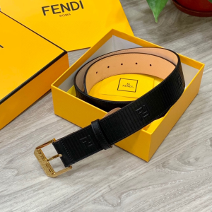 Fendi Black Leather Belt 38MM