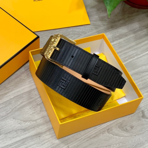 Fendi Black Leather Belt 38MM