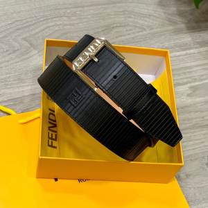 Fendi Black Leather Belt 38MM