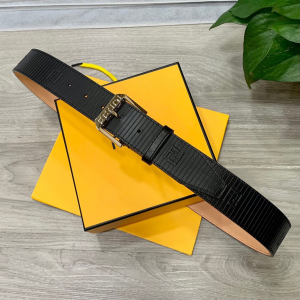 Fendi Black Leather Belt 38MM