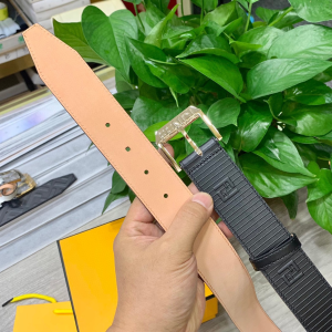 Fendi Black Leather Belt 38MM