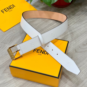 Fendi White Leather Belt 38MM 