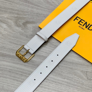 Fendi White Leather Belt 38MM