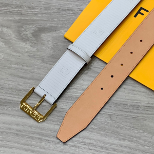 Fendi White Leather Belt 38MM