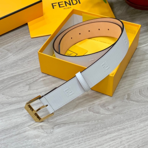 Fendi White Leather Belt 38MM