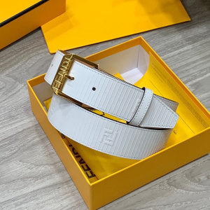 Fendi White Leather Belt 38MM