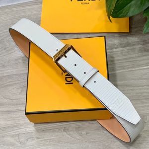 Fendi White Leather Belt 38MM
