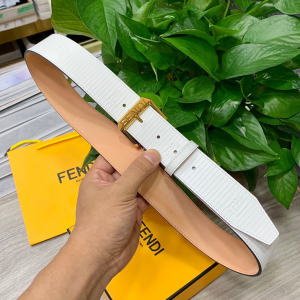 Fendi White Leather Belt 38MM