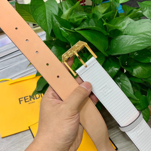 Fendi White Leather Belt 38MM