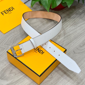 Fendi White Leather Belt 38MM 