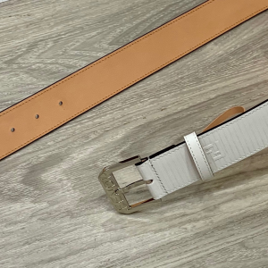 Fendi White Leather Belt 38MM
