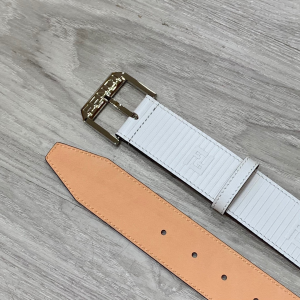 Fendi White Leather Belt 38MM