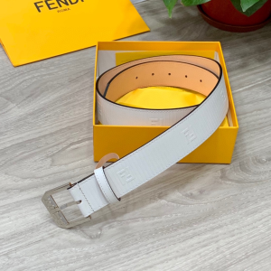 Fendi White Leather Belt 38MM