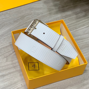 Fendi White Leather Belt 38MM