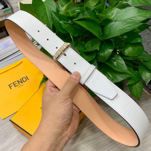 Fendi White Leather Belt 38MM