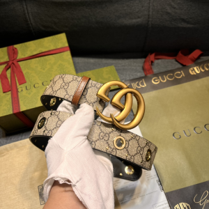 Gucci GG Marmont Eyelet Canvas Belt 40MM