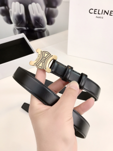 Celine Triomphe Leather Belt Black 25MM 