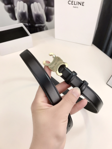 Celine Triomphe Leather Belt Black 25MM 