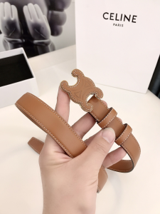 Celine Triomphe Leather Belt Brown 25MM 