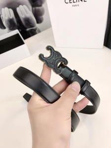 Celine Triomphe Leather Belt Brown 25MM 