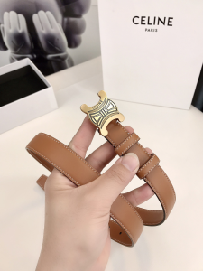 Celine Triomphe Leather Belt Brown 25MM 