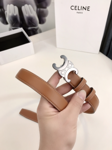 Celine Triomphe Leather Belt Brown 25MM 