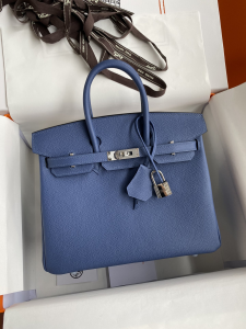 Hermes Birkin 25 Bag Blue Epsom