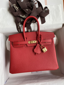 Hermes Birkin 25 Bag Red Epsom