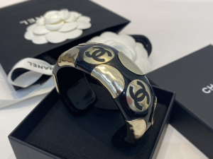 Chanel CC Logo Bangle Bracelet Black