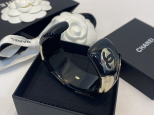 Chanel CC Logo Bangle Bracelet Black