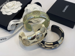 Chanel CC Logo Bangle Bracelet Green