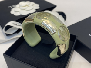 Chanel CC Logo Bangle Bracelet Green