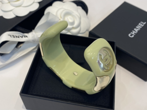 Chanel CC Logo Bangle Bracelet Green