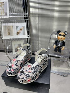 Chanel Canvas Wedge Sandal Gray 35To42