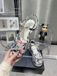 Chanel Canvas Wedge Sandal Gray 35To42