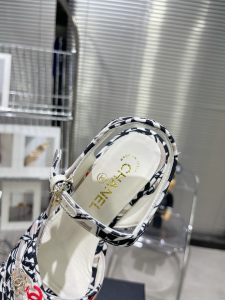 Chanel Canvas Wedge Sandal Gray 35To42