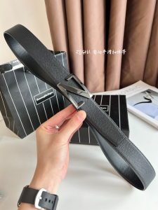 Zegna Logo Leather Belt Black 35MM