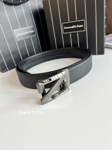 Zegna Logo Leather Belt Black 35MM