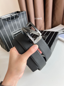 Zegna Logo Leather Belt Black 35MM