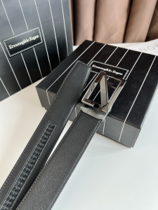 Zegna Logo Leather Belt Black 35MM