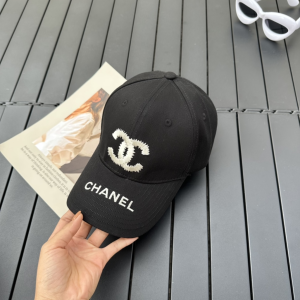 Chanel CC Black Canvas Baseball Cap Hat