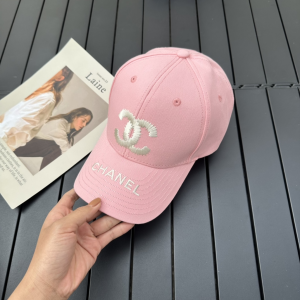 Chanel CC Pink Canvas Baseball Cap Hat