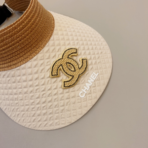 Chanel CC Raffia Visor Hat Beige