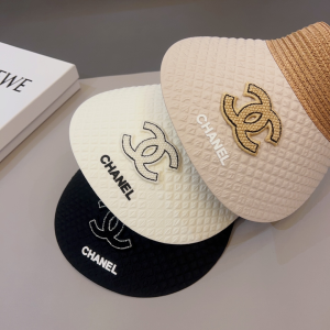 Chanel CC Raffia Visor Hat Beige