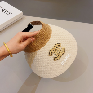 Chanel CC Raffia Visor Hat Beige