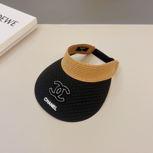 Chanel CC Raffia Visor Hat Black