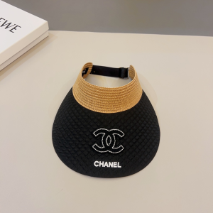 Chanel CC Raffia Visor Hat Black