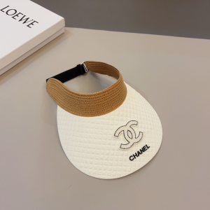 Chanel CC Raffia Visor Hat White